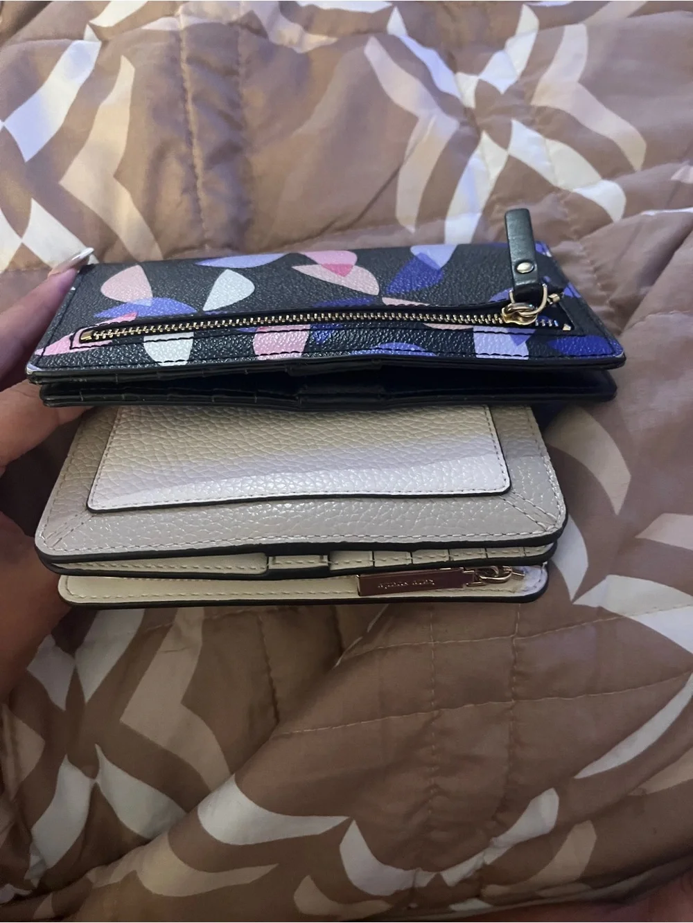 2 Kate spade wallets: Beige Pebbled Leather Wallet - Neutral Compact Card Case